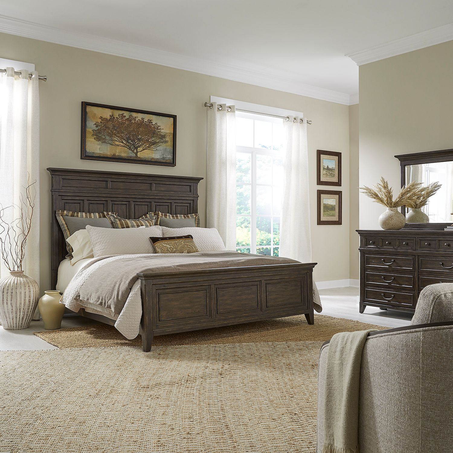Paradise Valley King Panel Bed, Dresser & Mirror