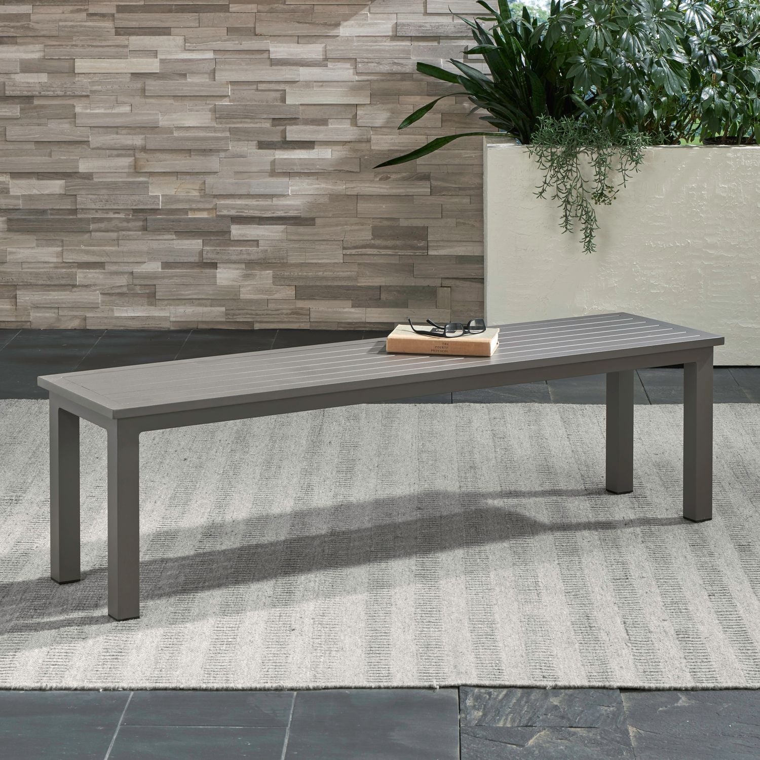 Plantation Key Outdoor Dining Bench - Granite