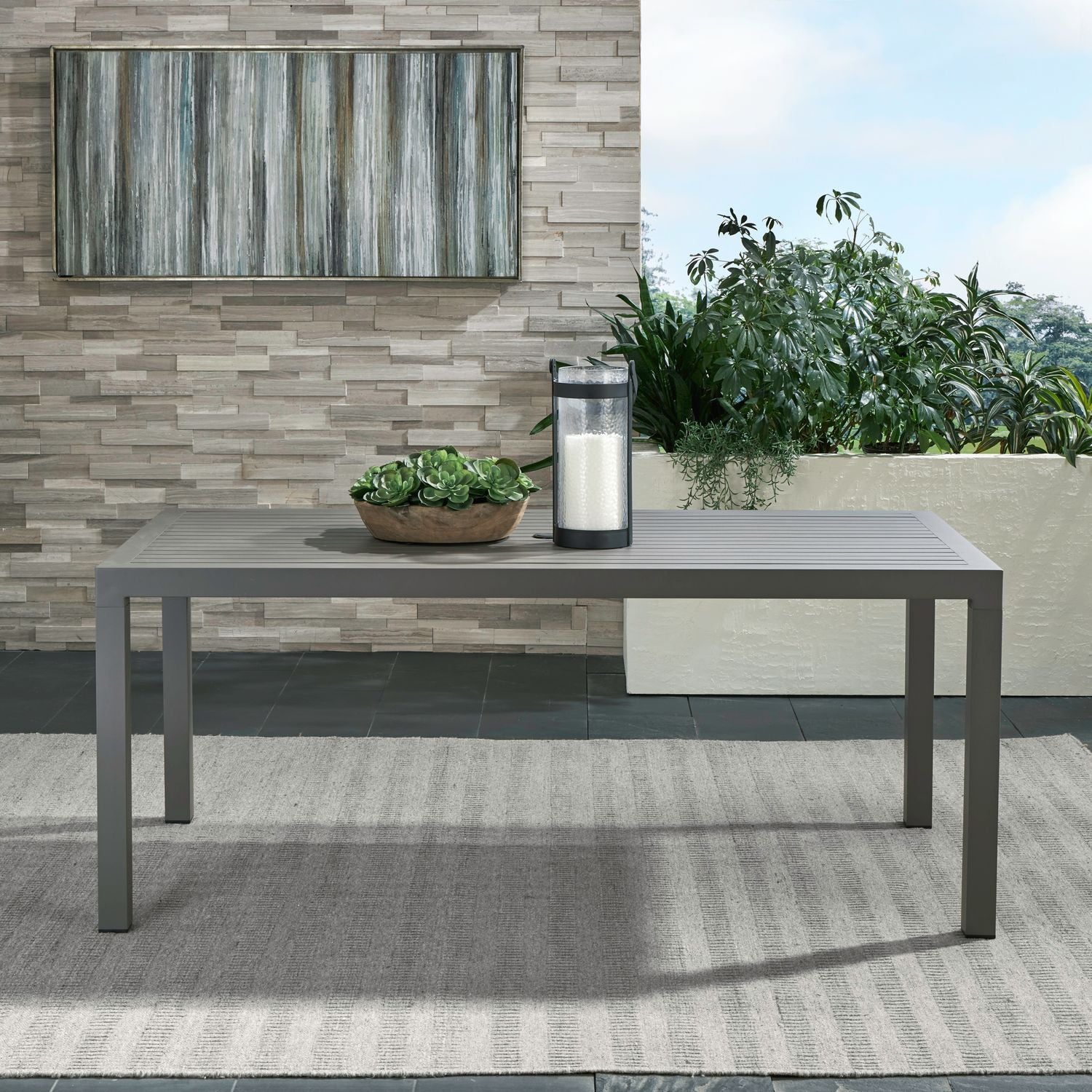 Plantation Key Outdoor Rectangular Leg Table - Granite