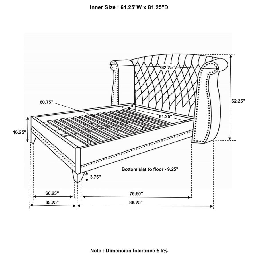 Barzini Upholstered Queen Wingback Bed Black – SpeedyFurniture.com