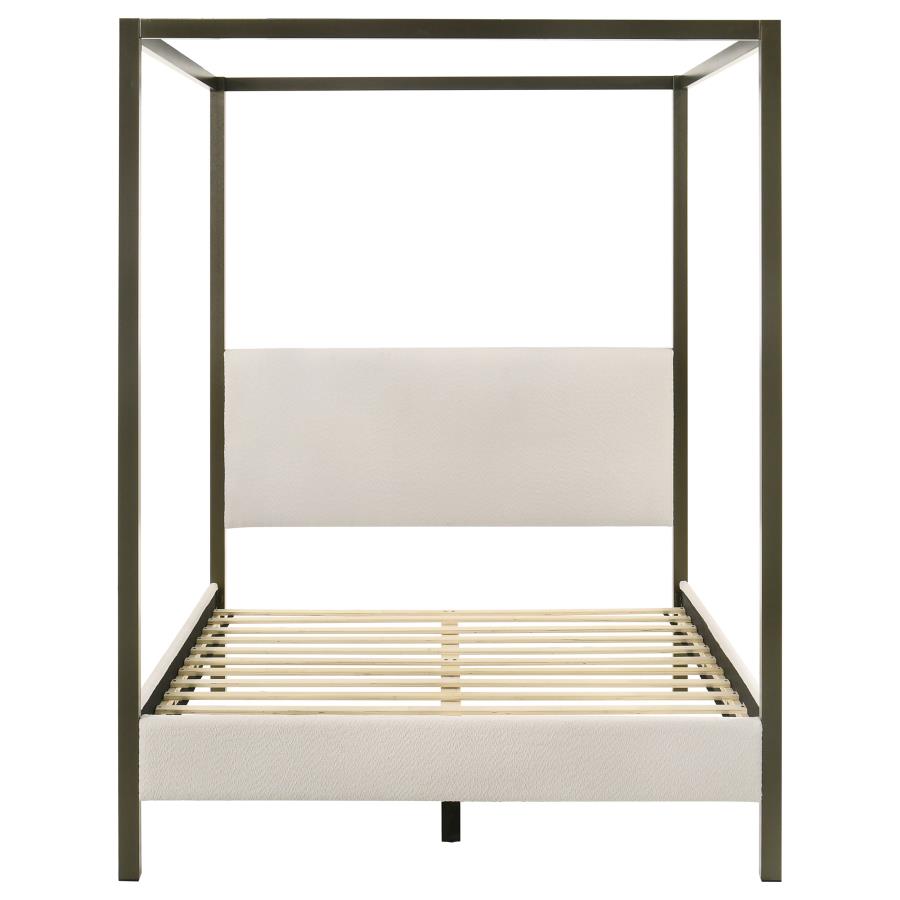 Monroe Upholstered Queen Canopy Bed Vanilla