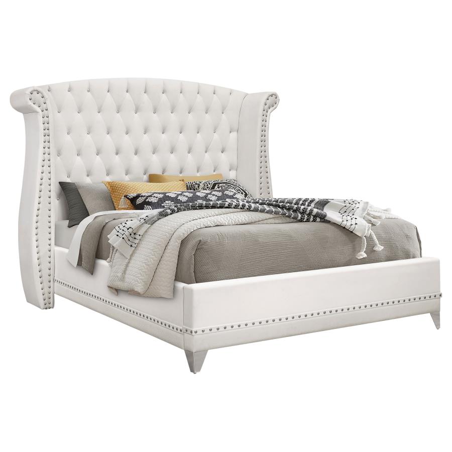 Barzini 5-piece Eastern King Upholstered Bedroom Set White