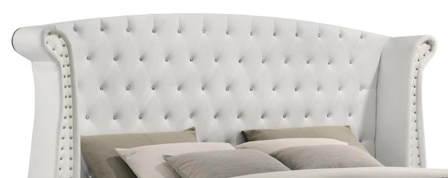 Barzini Upholstered Queen Wingback Bed White