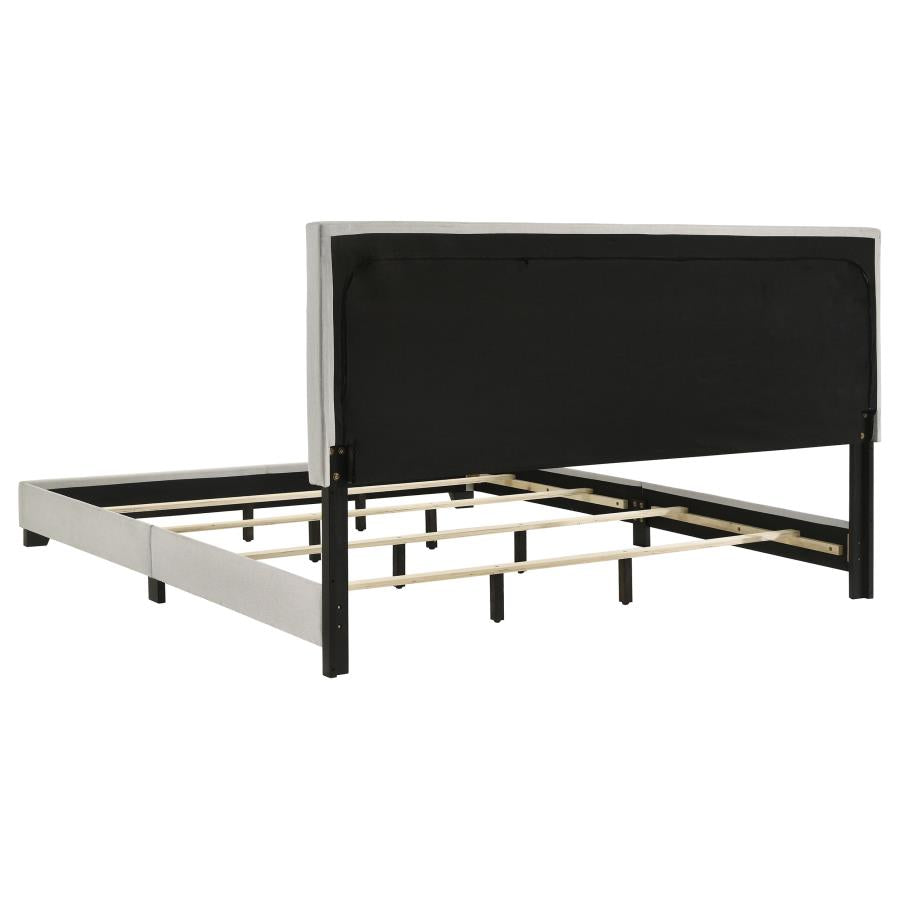 Dorian Fabric Upholstered Eastern King Panel Bed Cream