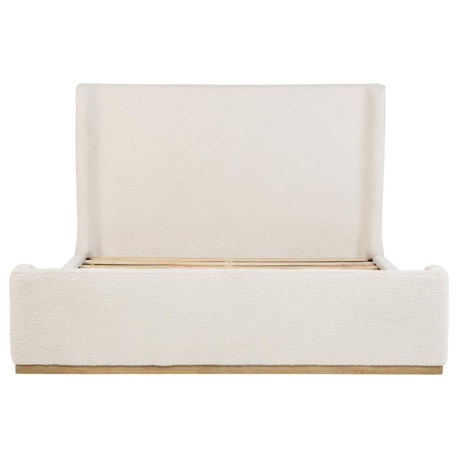 Nala Eastern King Bouclé Upholstered Platform Bed Cream