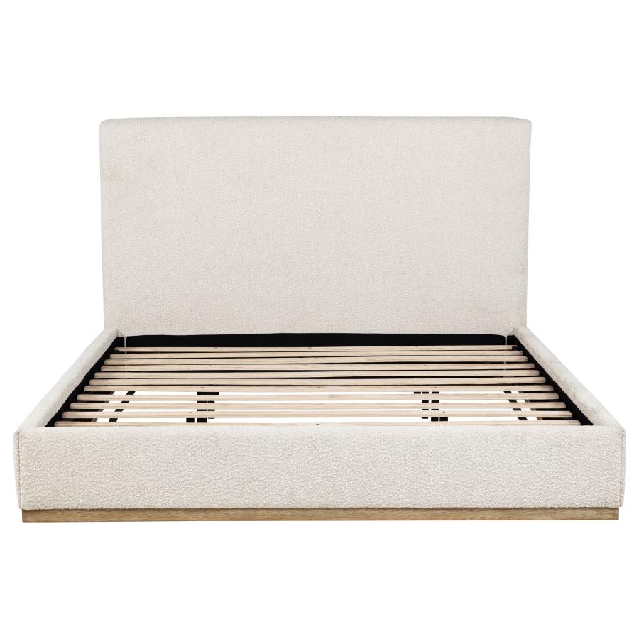 Knox Eastern King Bouclé Upholstered Platform Bed Cream