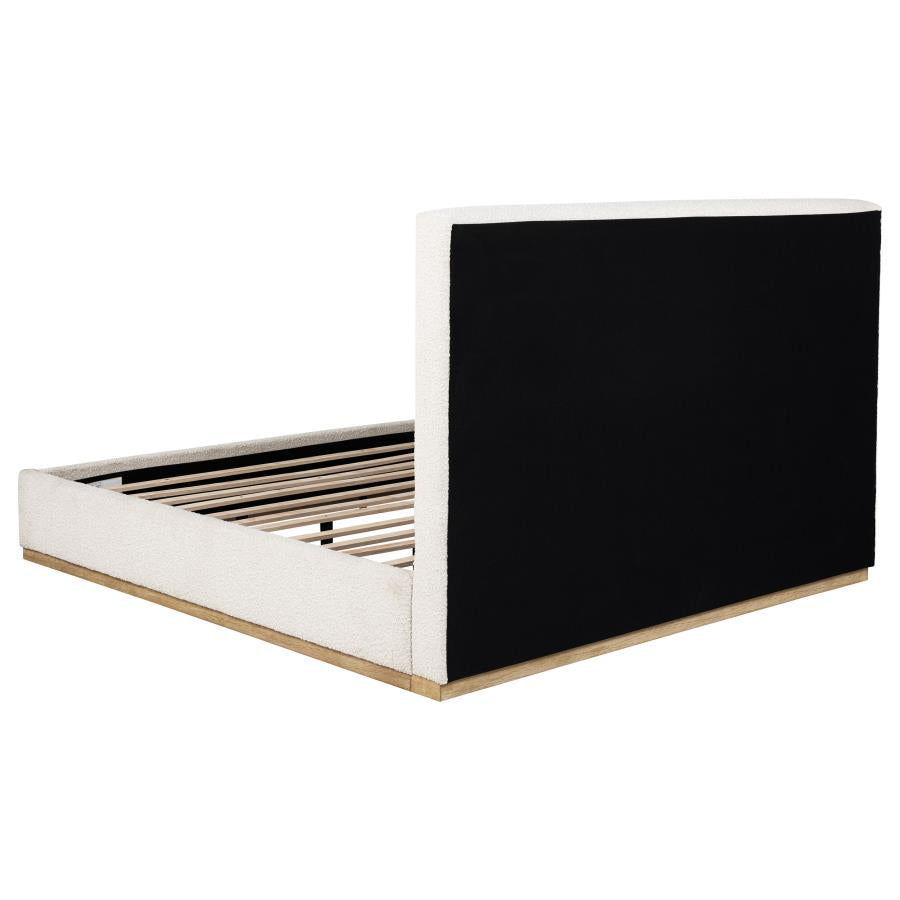 Knox Eastern King Bouclé Upholstered Platform Bed Cream