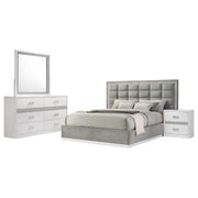 Viana 4-Piece Eastern King Platform Bedroom Set Grey and White High Gloss