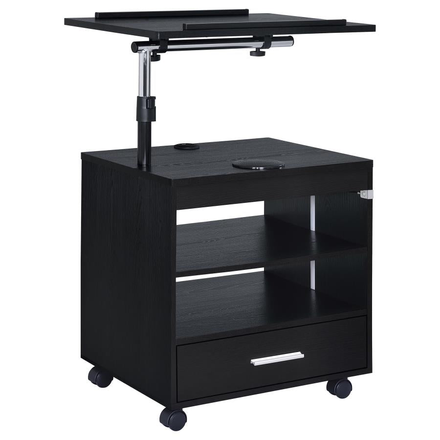 Lerma 1-drawer Adjustable Tray Top Nightstand with Speaker Black Ash
