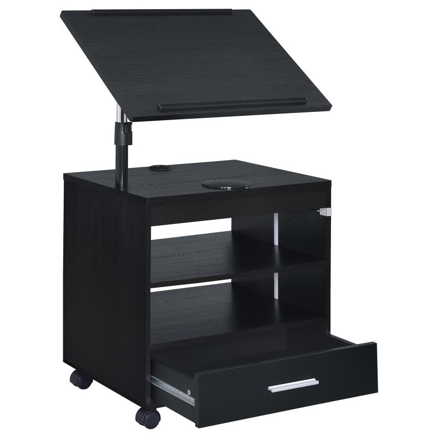 Lerma 1-drawer Adjustable Tray Top Nightstand with Speaker Black Ash