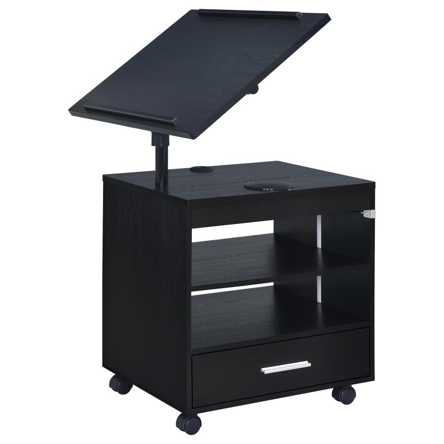 Lerma 1-drawer Adjustable Tray Top Nightstand with Speaker Black Ash