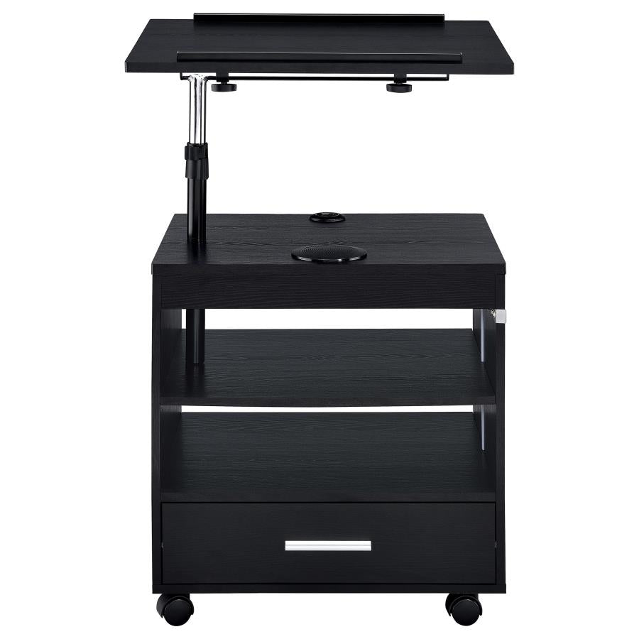 Lerma 1-drawer Adjustable Tray Top Nightstand with Speaker Black Ash