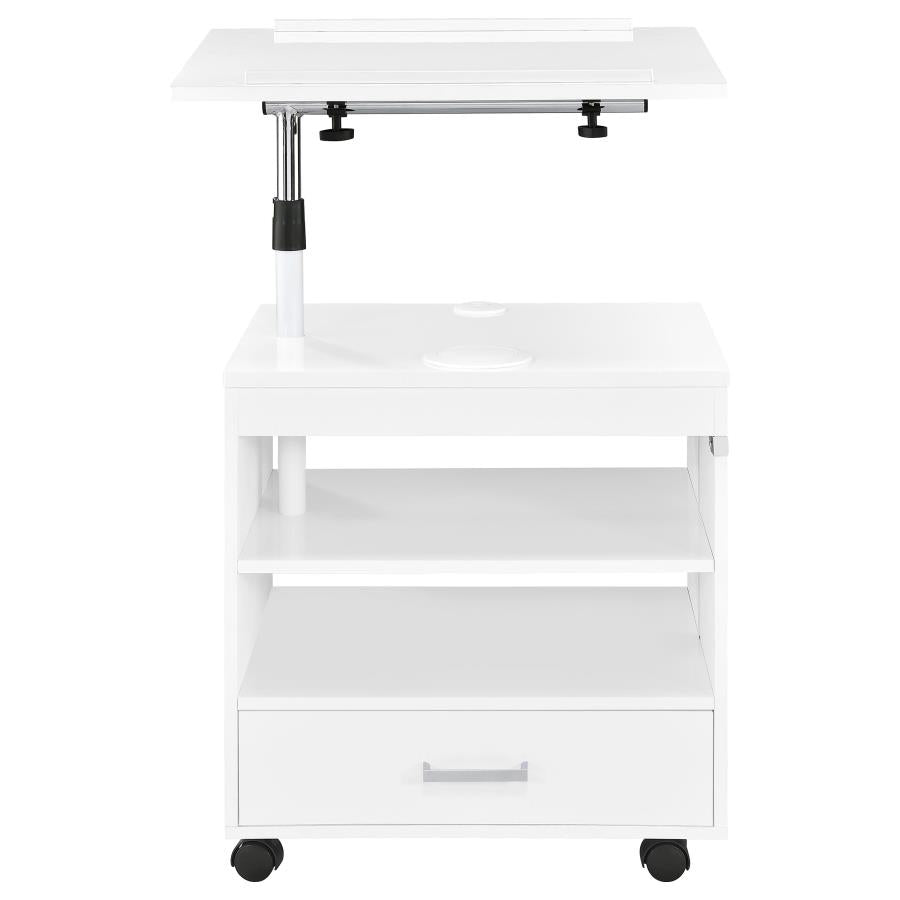 Lerma 1-drawer Adjustable Tray Top Nightstand with Speaker White High Gloss