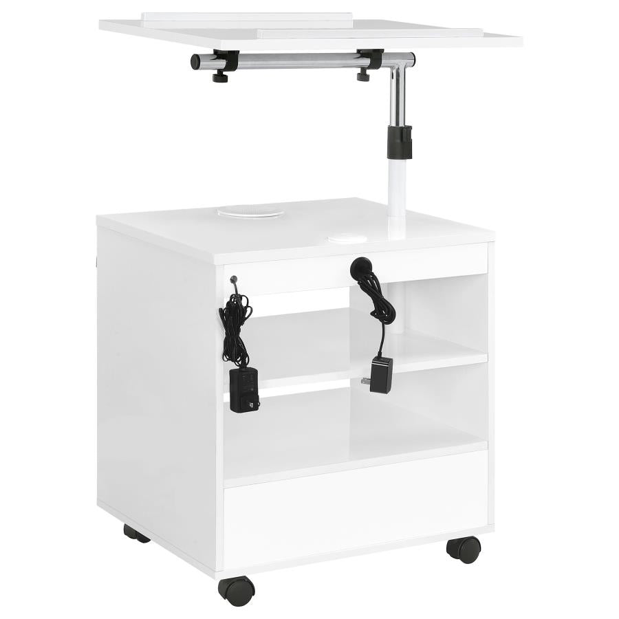 Lerma 1-drawer Adjustable Tray Top Nightstand with Speaker White High Gloss
