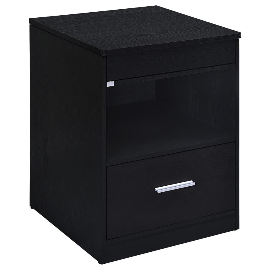 Fabre 1-drawer Extendable Top Nightstand Bedside Table Black Ash