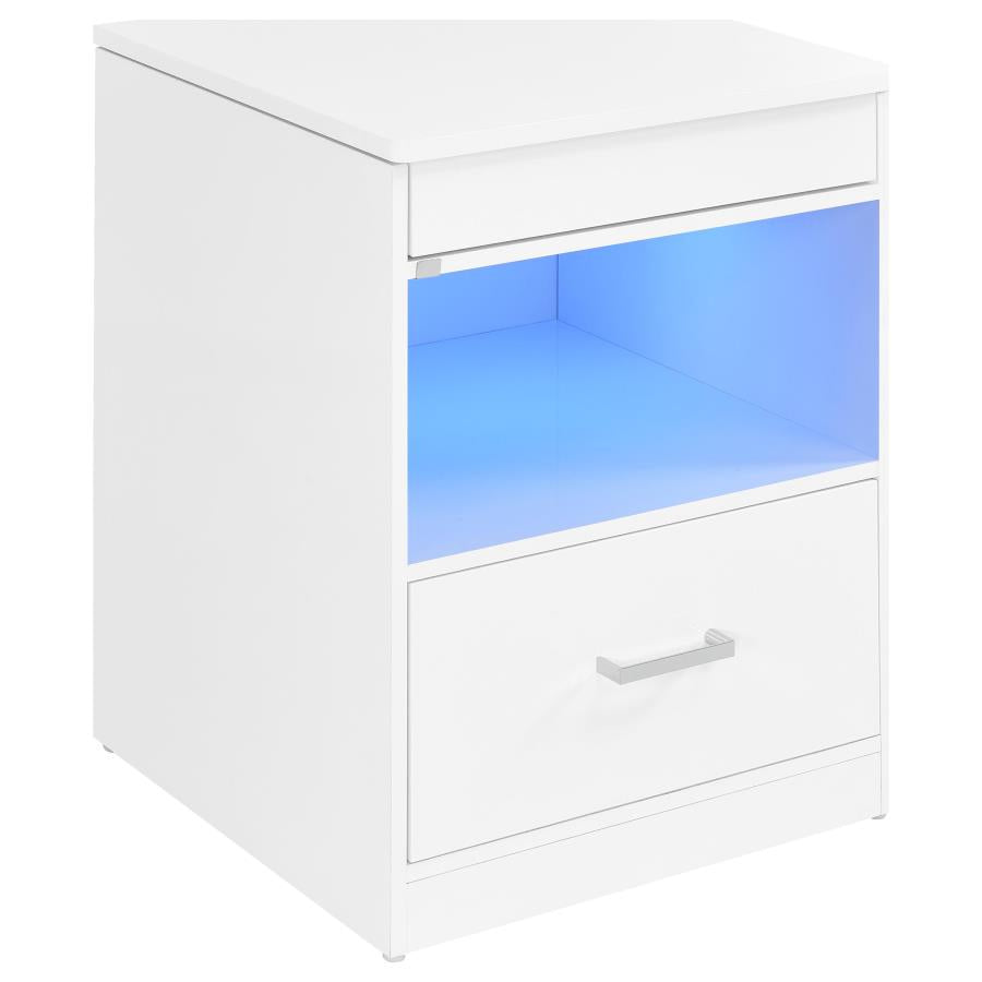 Fabre 1-drawer Extendable Top Nightstand Bedside Table White High Gloss