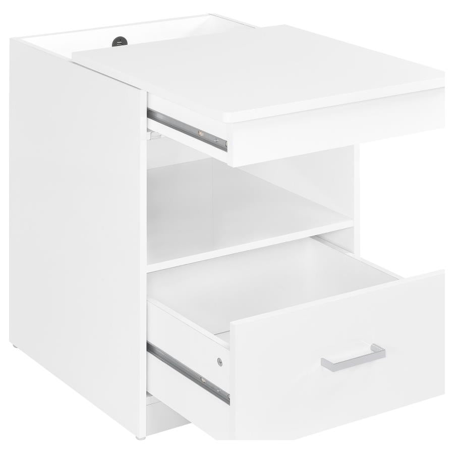 Fabre 1-drawer Extendable Top Nightstand Bedside Table White High Gloss