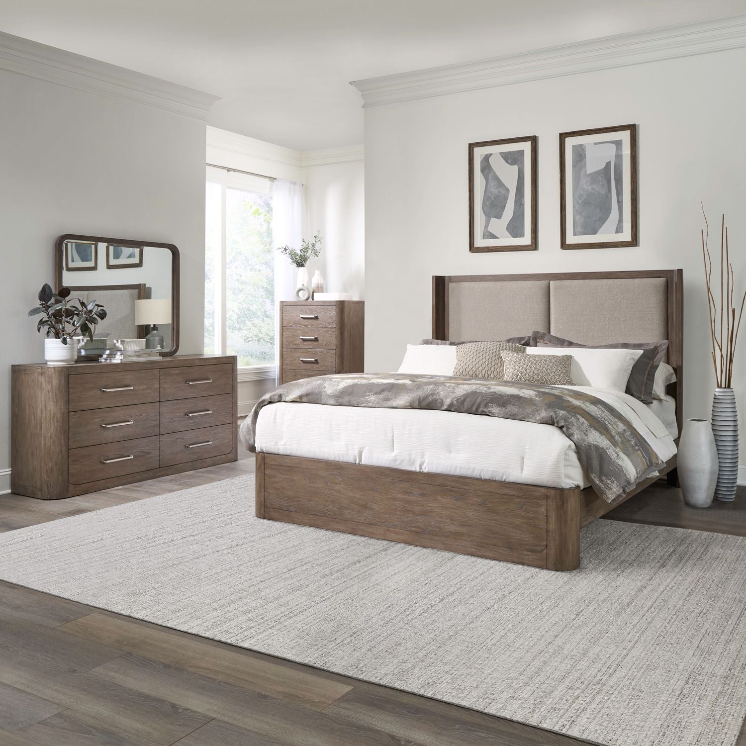 South Bend King California Shelter Bed, Dresser & Mirror, Chest