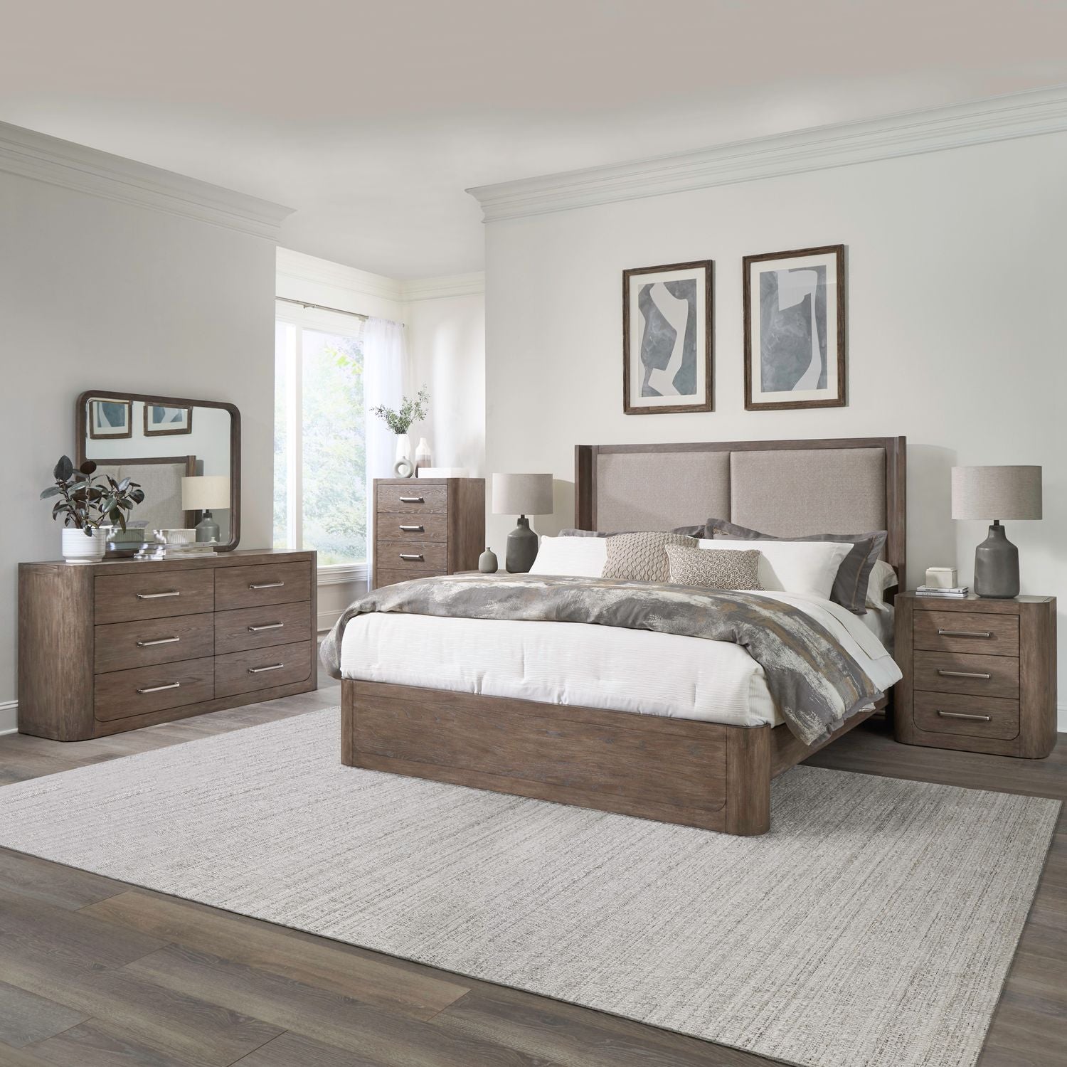 South Bend King Shelter Bed, Dresser & Mirror, Chest, Nightstand