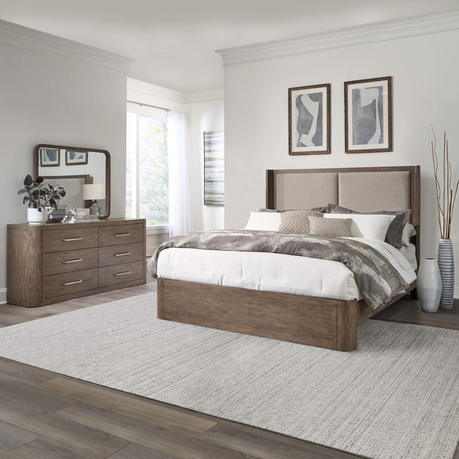 South Bend Queen Shelter Bed, Dresser & Mirror