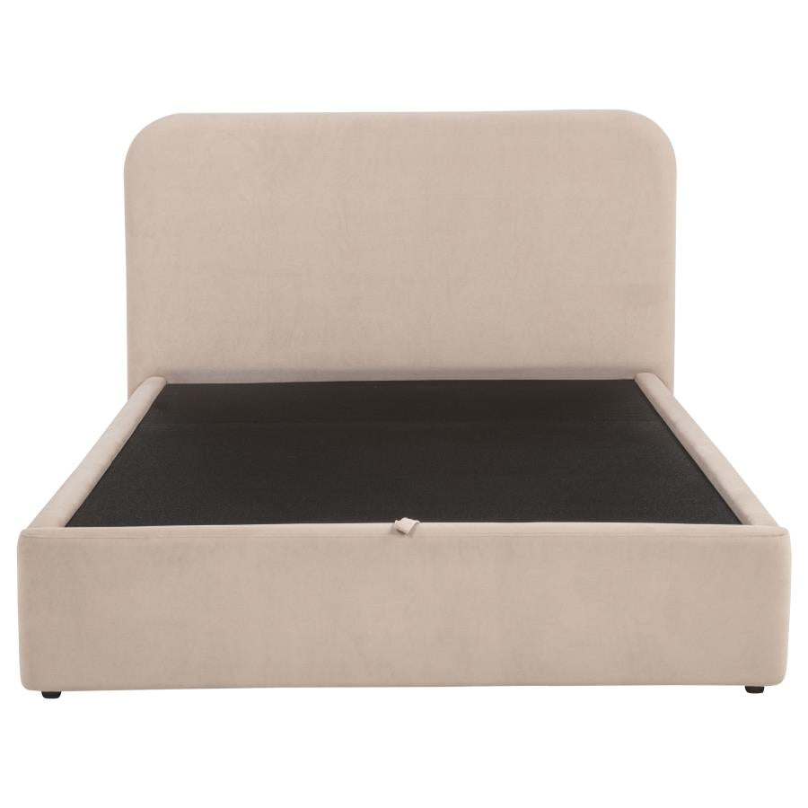 Anders Upholstered Eastern King Storage Lift Platform Bed Beige