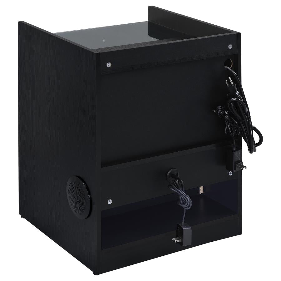 Furda 2-drawer LED Nightstand Bedside Table with Speaker Black Ash