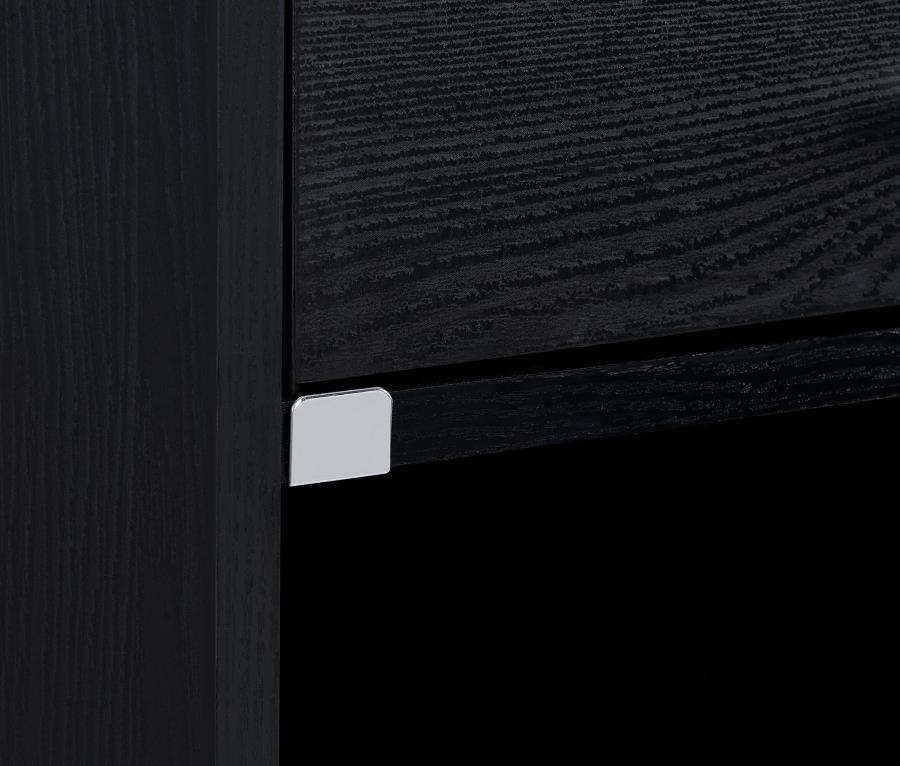Furda 2-drawer LED Nightstand Bedside Table with Speaker Black Ash