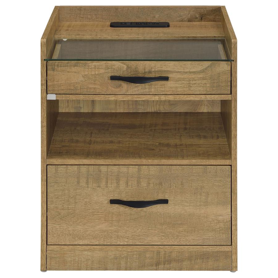 Furda 2-drawer LED Nightstand Bedside Table with Speaker Mango