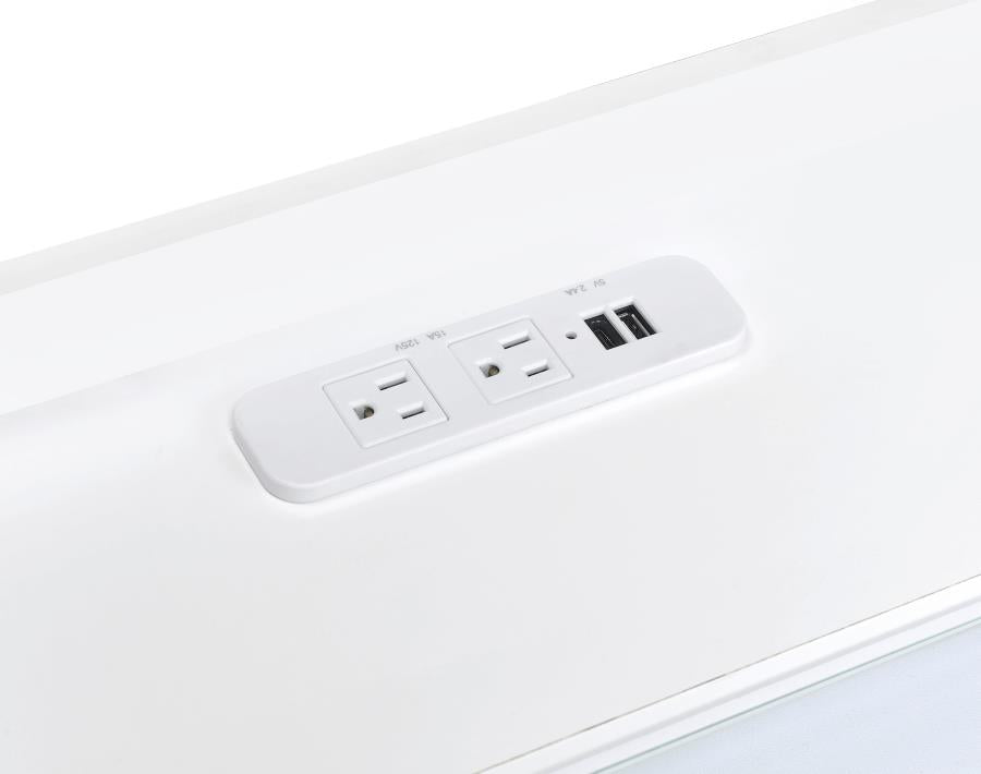 Furda 2-drawer LED Nightstand Bedside Table with Speaker White High Gloss