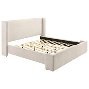 Alamosa Eastern King Boucle Upholstered Wingback Platform Bed White