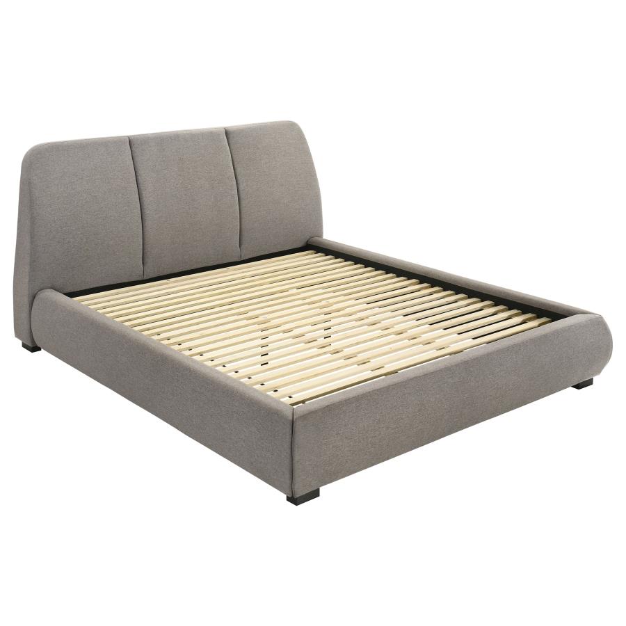 Mokena 46-inch Upholstered Eastern King Platform Bed Taupe
