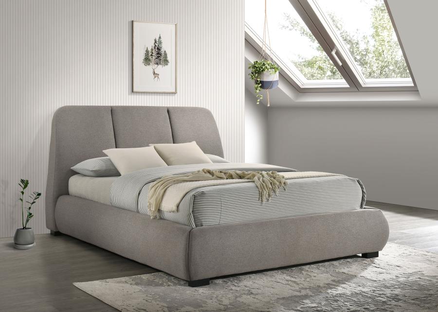 Mokena 46-inch Upholstered Queen Platform Bed Taupe