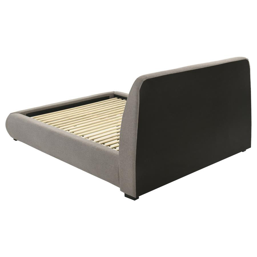 Mokena 46-inch Upholstered Queen Platform Bed Taupe