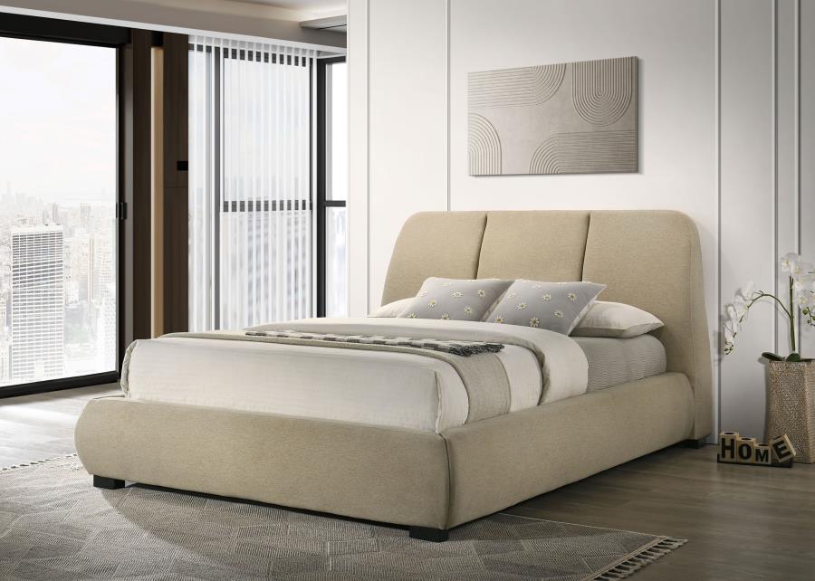 Mokena 46-inch Upholstered California King Platform Bed Brown