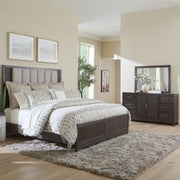 Modern Edge Opt Queen Upholstery Bed, Dresser & Mirror