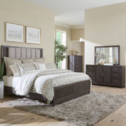 Modern Edge Opt Queen Upholstery Bed, Dresser & Mirror, Chest