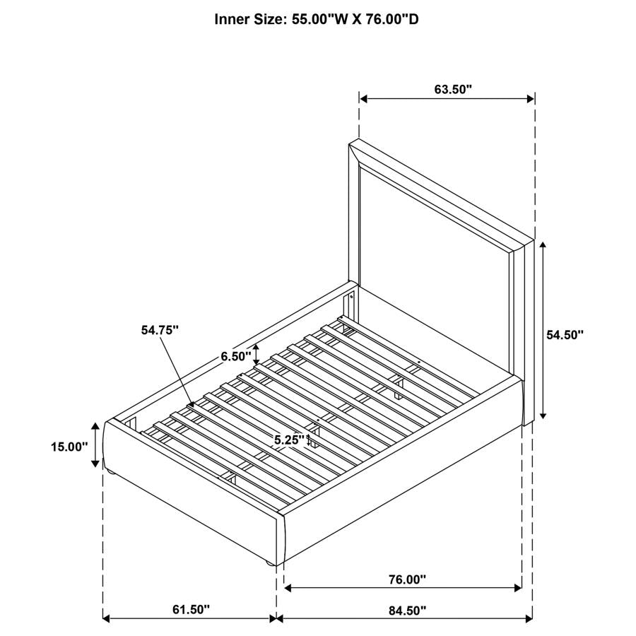 Lawson 55-inch Upholstered Full Platform Bed Light Saddle