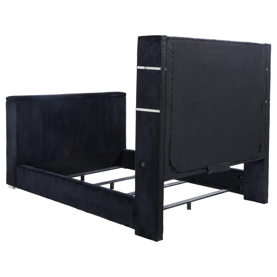 Tisdall Eastern King Flame Visualizer Wingback TV Bed Black