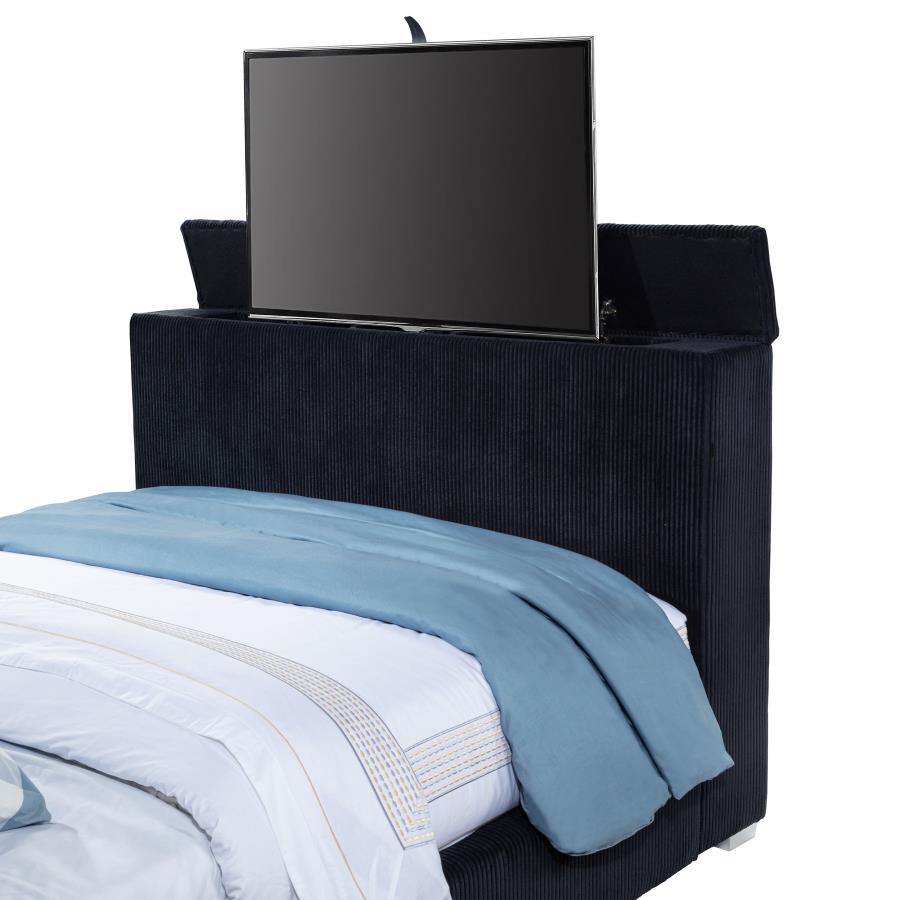 Tisdall Eastern King Flame Visualizer Wingback TV Bed Black