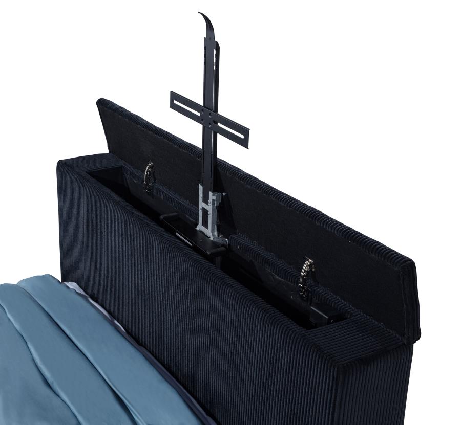 Tisdall Eastern King Flame Visualizer Wingback TV Bed Black