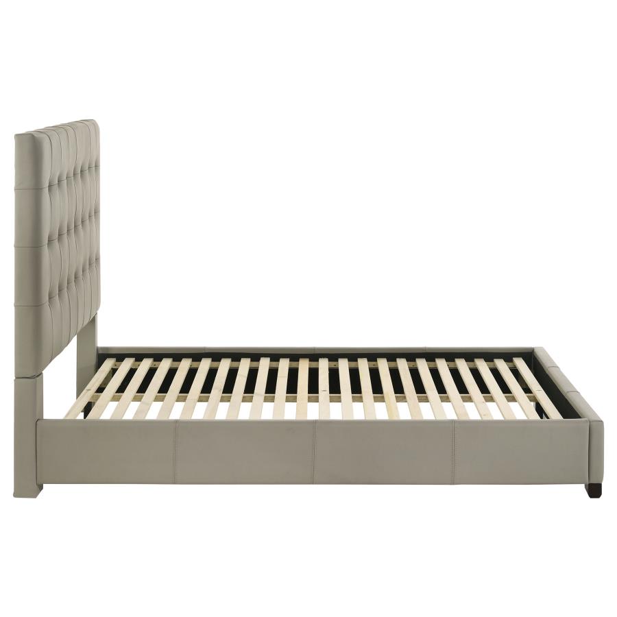 Medley Genuine Leather Queen Panel Platform Bed Tan