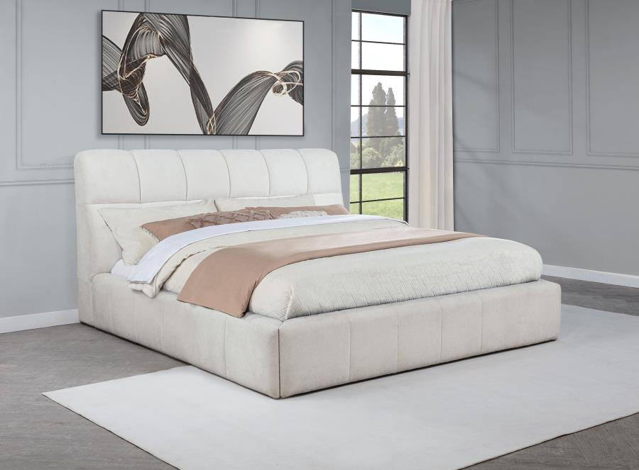 Nollet 48-inch Upholstered Eastern King Platform Bed Beige