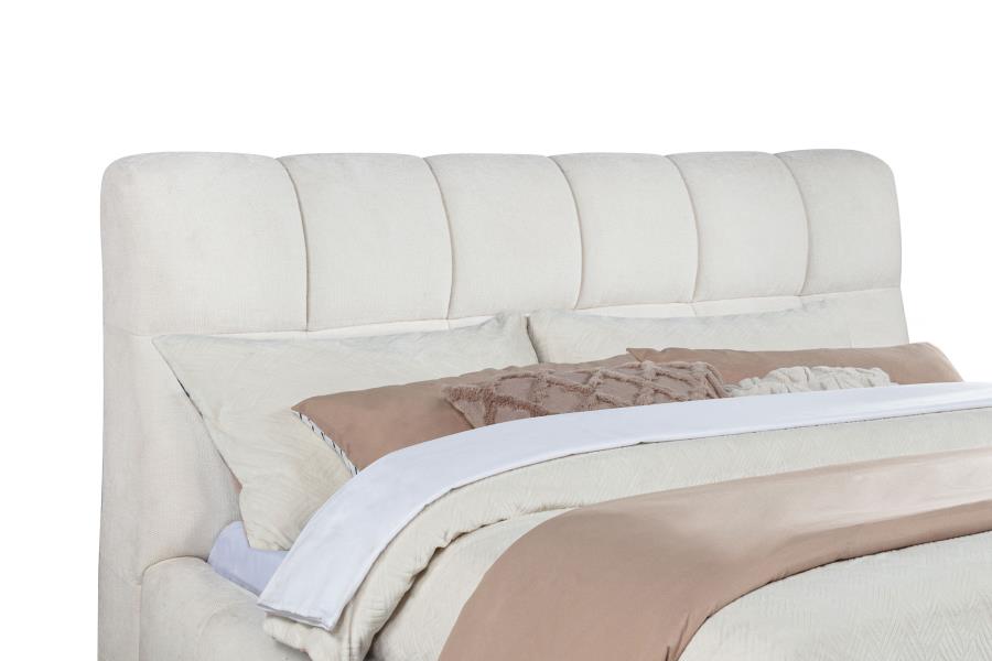 Nollet 48-inch Upholstered Eastern King Platform Bed Beige