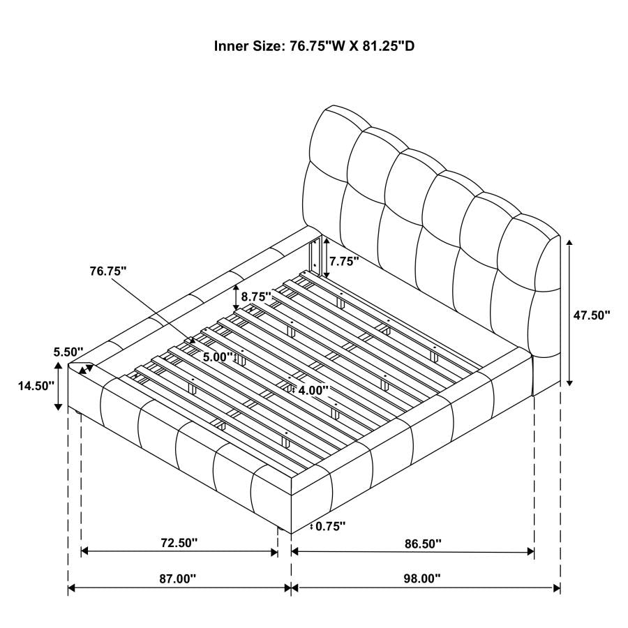 Nollet 48-inch Upholstered Eastern King Platform Bed Beige