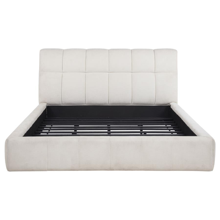 Nollet 48-inch Upholstered California King Platform Bed Cream