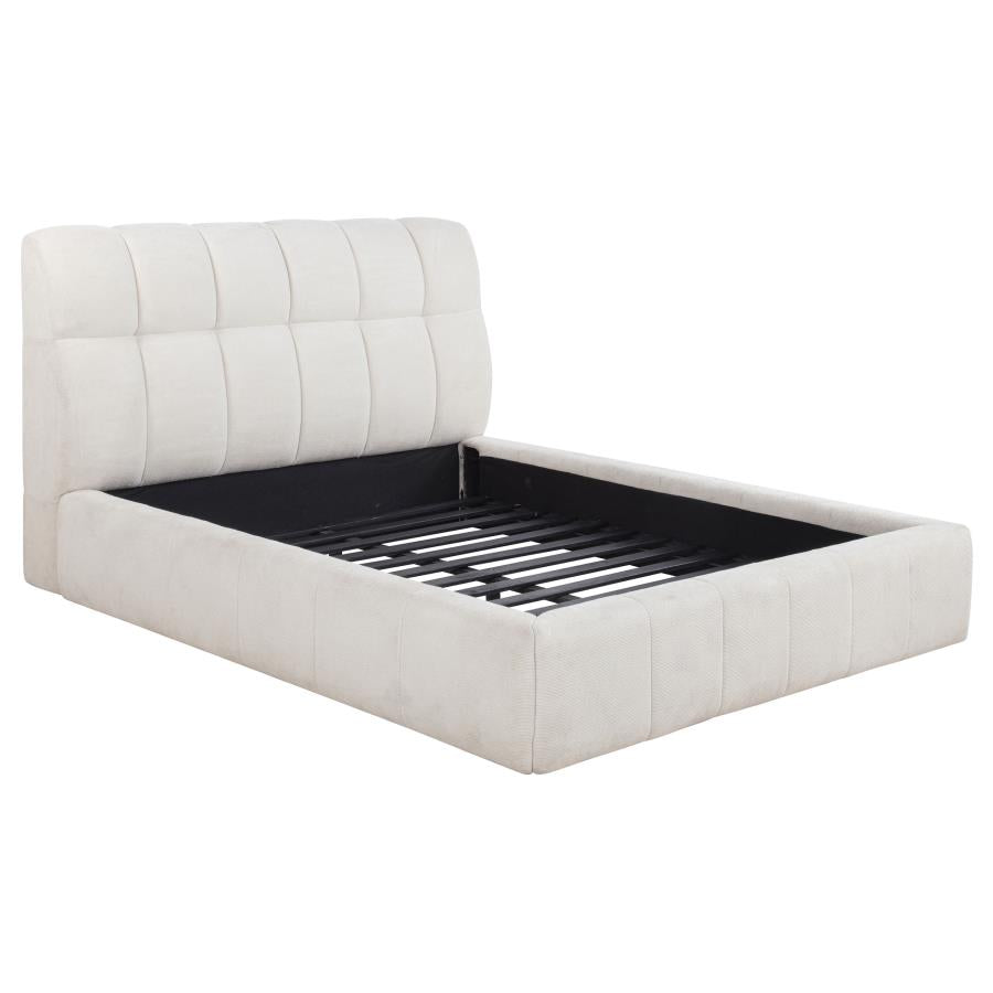 Nollet 48-inch Upholstered Queen Panel Platform Bed Cream