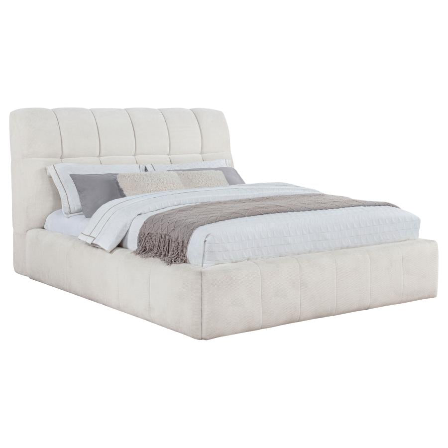 Nollet 48-inch Upholstered Queen Panel Platform Bed Beige