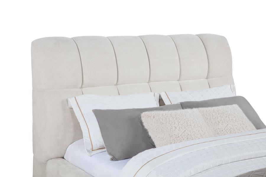 Nollet 48-inch Upholstered Queen Panel Platform Bed Beige