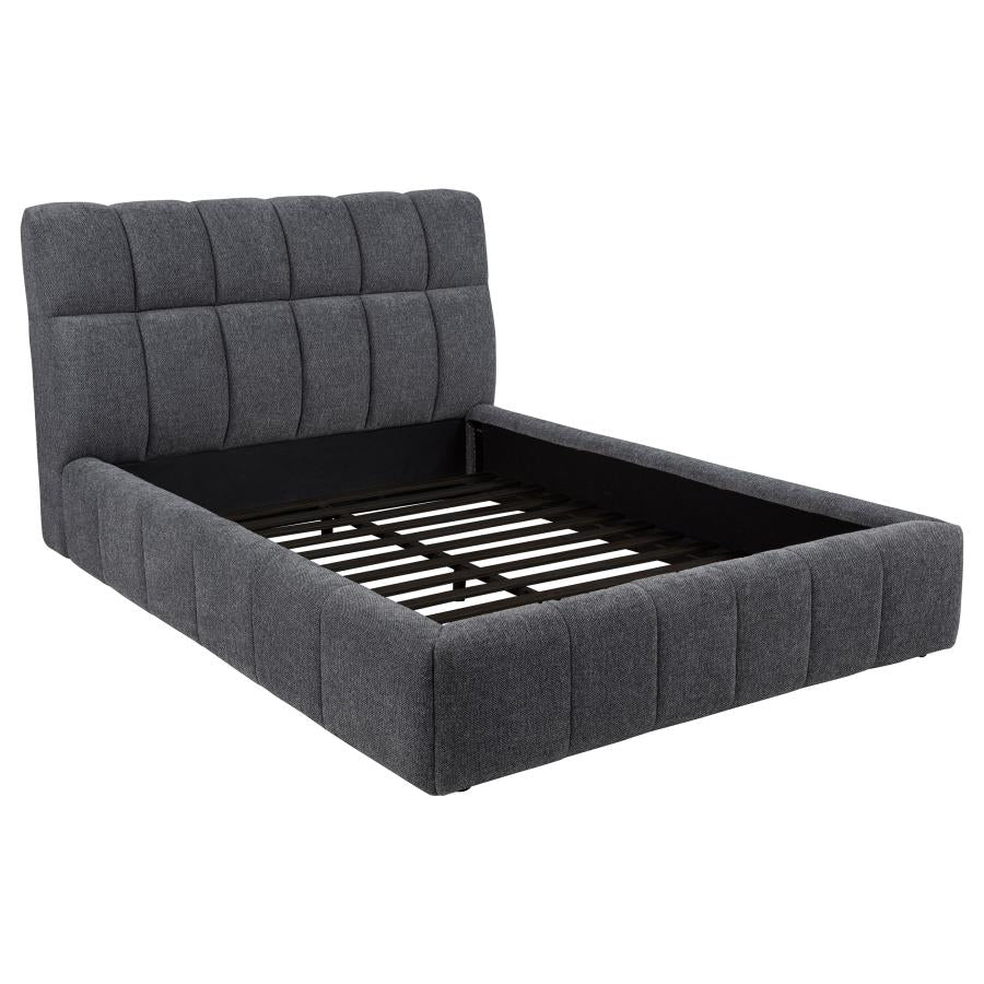 Nollet 48-inch Upholstered Eastern King Platform Bed Grey