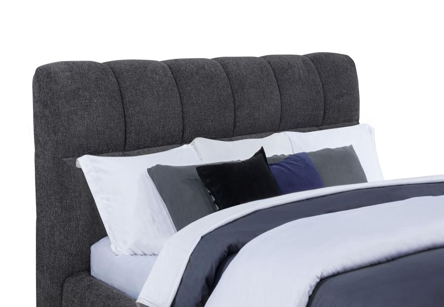 Nollet 48-inch Upholstered Eastern King Platform Bed Grey